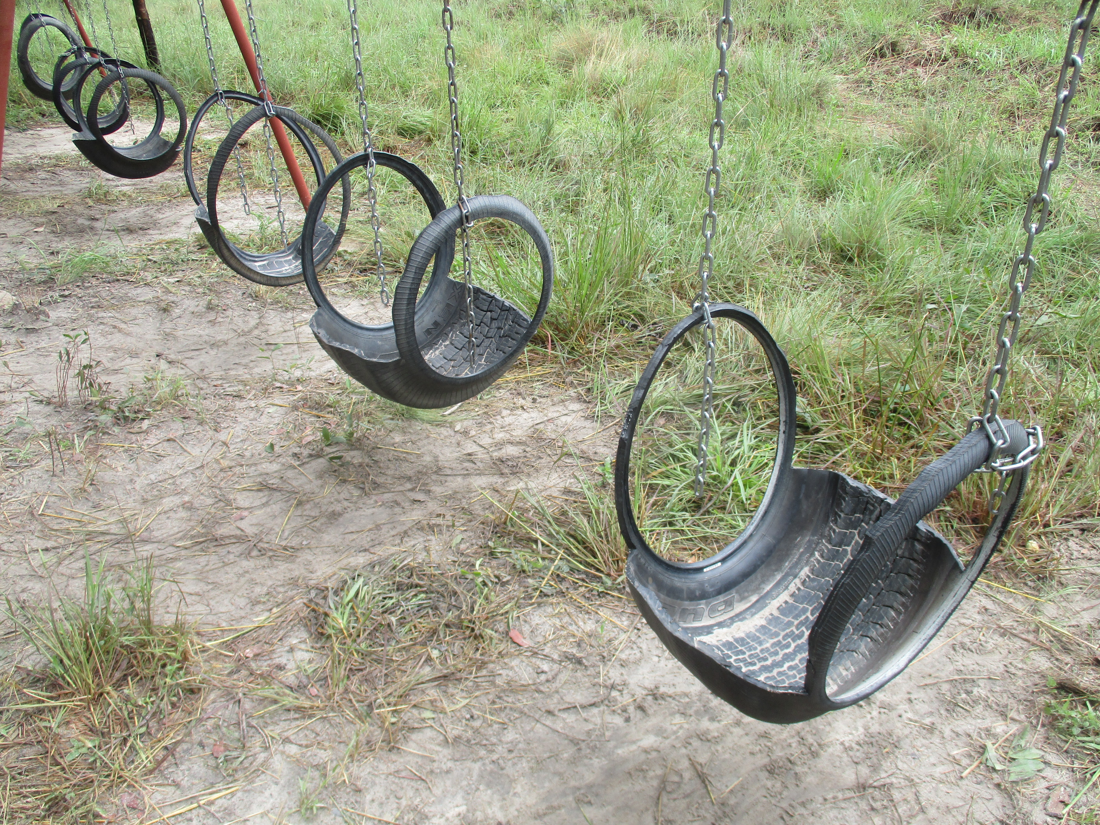 Playground swings from old tires