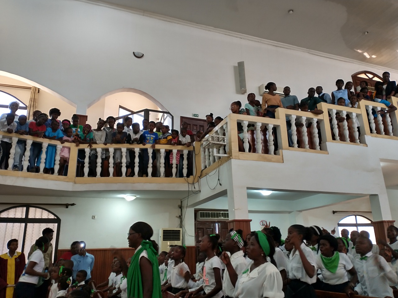 lower level and upper balcony of church