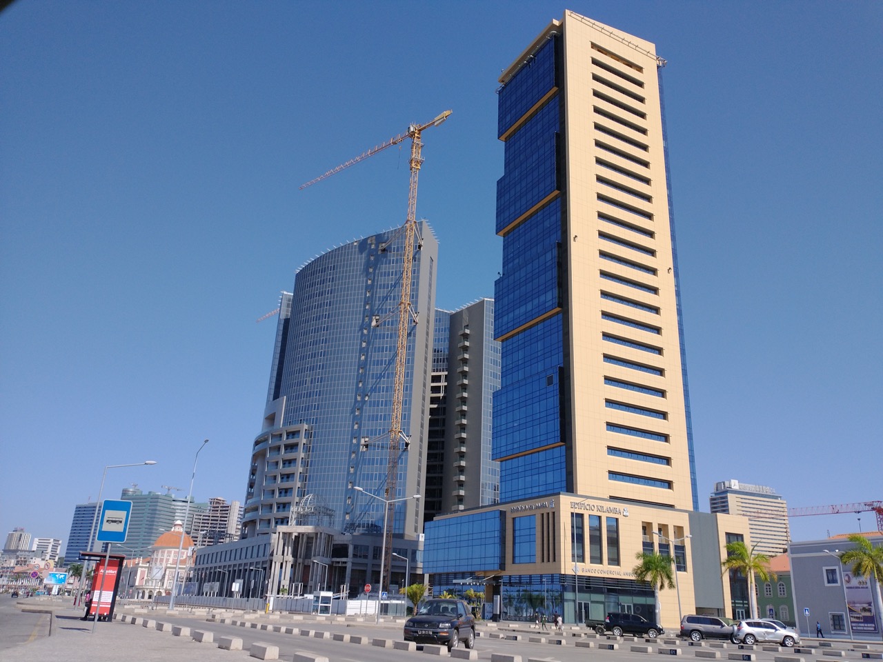 skyscrapers and construction crane in luanda