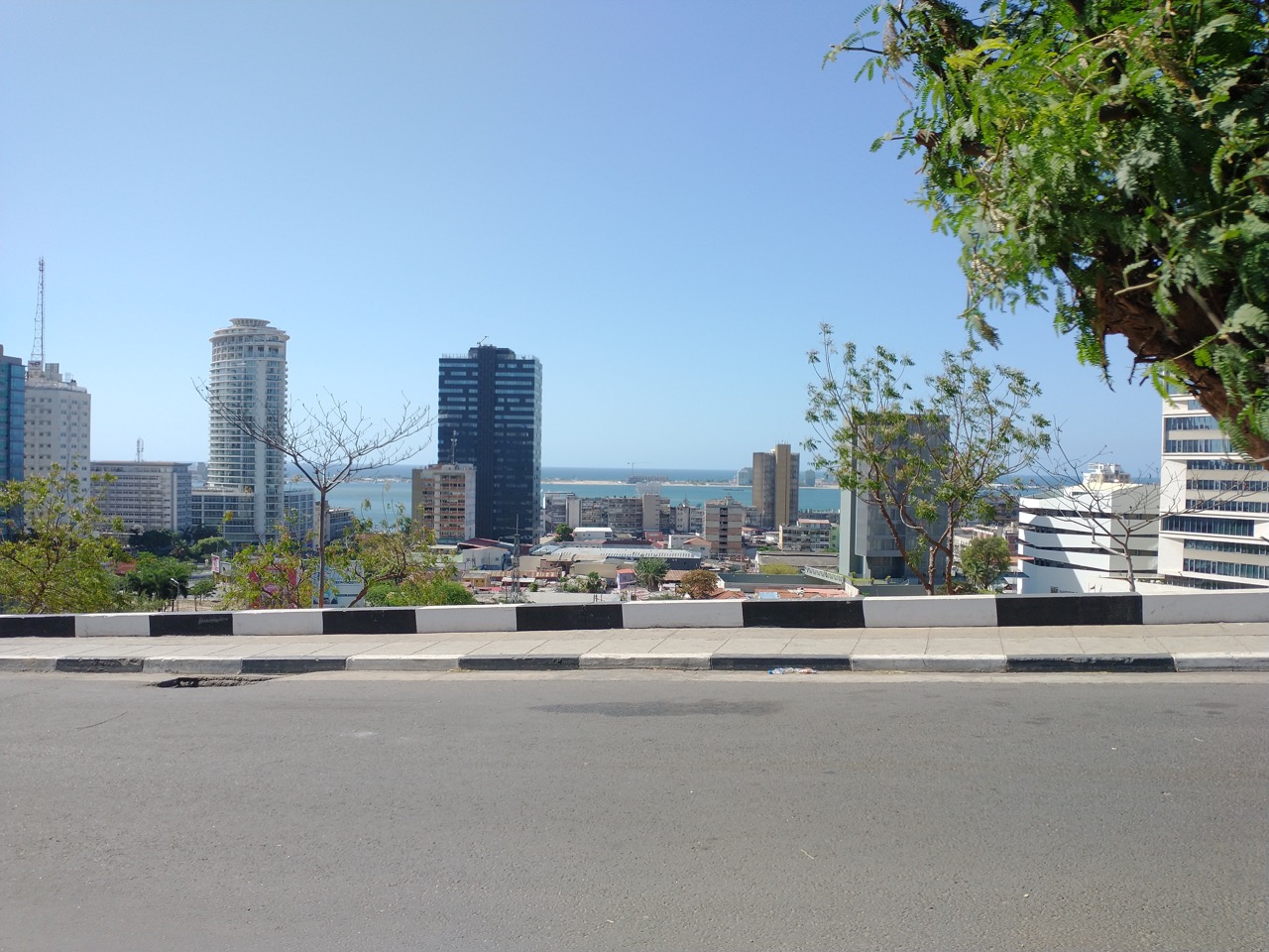 view of luanda buildings and bay from the road